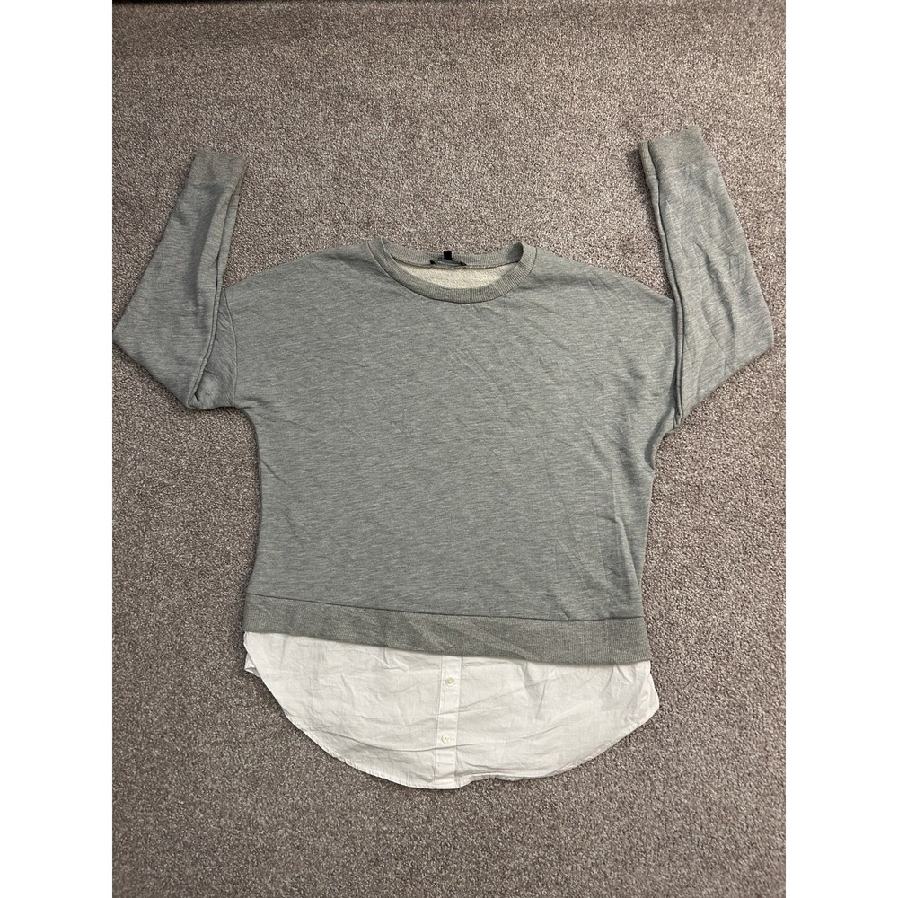 Chic New Look Layered Sweatshirt Womens 8 Grey Excellent 2-in-1 Shirt Pullover
